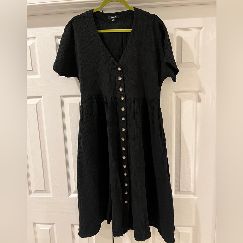 Madewell black linen dress